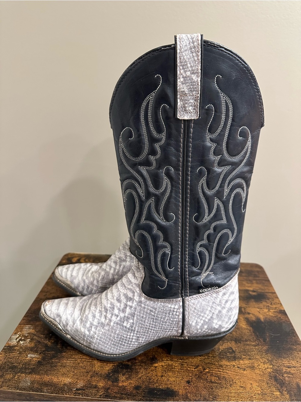 Gray and blue Capezio Snakeskin Western Boots